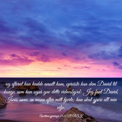 Picture 03 - Apostlenes gjerninger 13:22 NORSK - og efterat han hadde avsatt ham, opreiste han dem - Bible Verse Picture