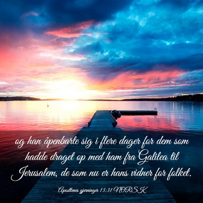 Picture 03 - Apostlenes gjerninger 13:31 NORSK - og han åpenbarte sig i flere dager for dem som - Bible Verse Picture