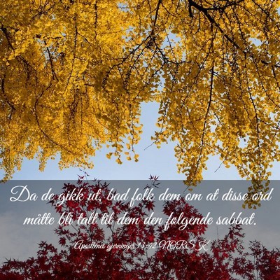 Picture 03 - Apostlenes gjerninger 13:42 NORSK - Da de gikk ut, bad folk dem om at disse ord - Bible Verse Picture