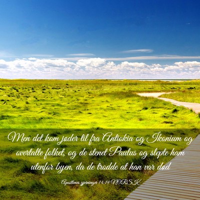 Picture 03 - Apostlenes gjerninger 14:19 NORSK - Men det kom jøder til fra Antiokia og Ikonium og - Bible Verse Picture