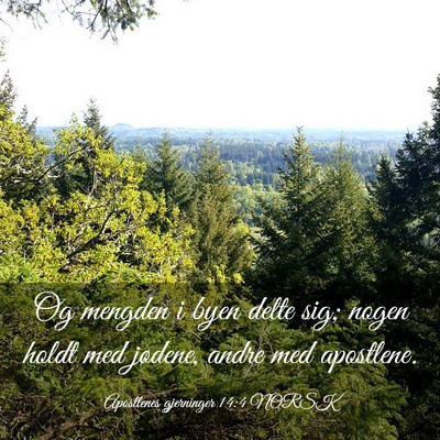 Picture 03 - Apostlenes gjerninger 14:4 NORSK - Og mengden i byen delte sig; nogen holdt med - Bible Verse Picture