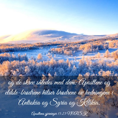 Picture 03 - Apostlenes gjerninger 15:23 NORSK - og de skrev således med dem: Apostlene og - Bible Verse Picture