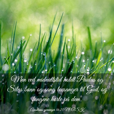 Picture 03 - Apostlenes gjerninger 16:25 NORSK - Men ved midnattstid holdt Paulus og Silas bønn - Bible Verse Picture