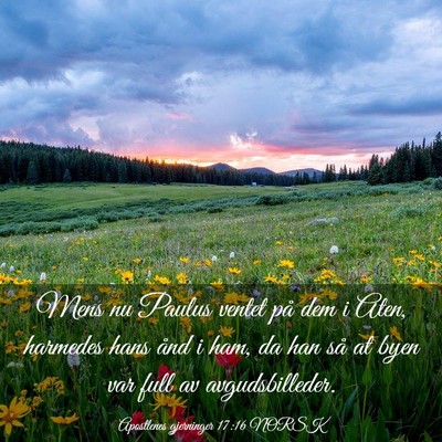 Picture 03 - Apostlenes gjerninger 17:16 NORSK - Mens nu Paulus ventet på dem i Aten, harmedes - Bible Verse Picture