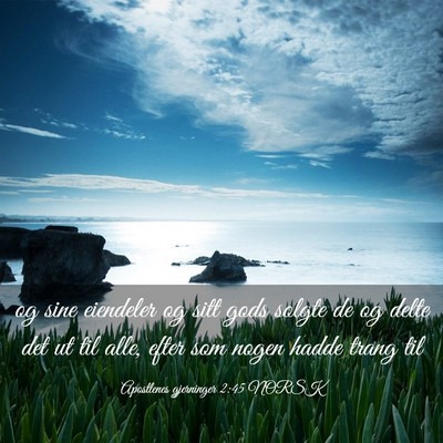 Picture 03 - Apostlenes gjerninger 2:45 NORSK - og sine eiendeler og sitt gods solgte de og delte - Bible Verse Picture