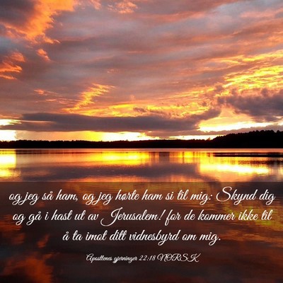 Picture 03 - Apostlenes gjerninger 22:18 NORSK - og jeg så ham, og jeg hørte ham si til mig: - Bible Verse Picture