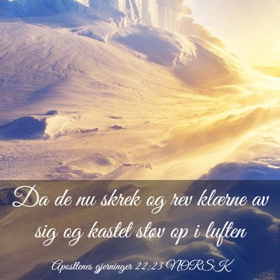Picture 03 - Apostlenes gjerninger 22:23 NORSK - Da de nu skrek og rev klærne av sig og kastet - Bible Verse Picture