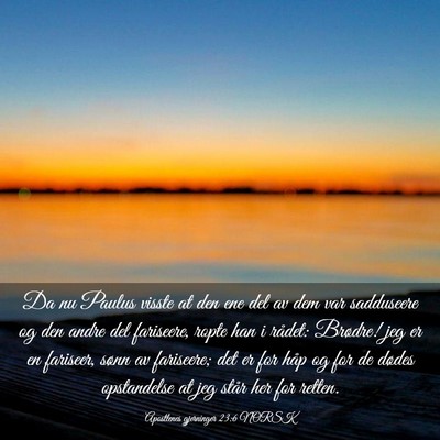 Picture 03 - Apostlenes gjerninger 23:6 NORSK - Da nu Paulus visste at den ene del av dem var - Bible Verse Picture