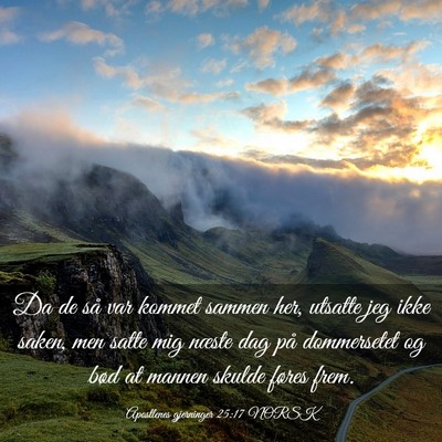 Picture 03 - Apostlenes gjerninger 25:17 NORSK - Da de så var kommet sammen her, utsatte jeg ikke - Bible Verse Picture