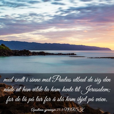 Picture 03 - Apostlenes gjerninger 25:3 NORSK - med ondt i sinne mot Paulus utbad de sig den - Bible Verse Picture
