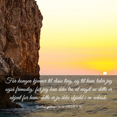 Picture 03 - Apostlenes gjerninger 26:26 NORSK - For kongen kjenner til disse ting, og til ham - Bible Verse Picture