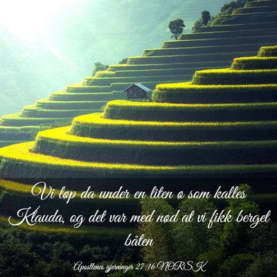 Picture 03 - Apostlenes gjerninger 27:16 NORSK - Vi løp da under en liten ø som kalles Klauda, - Bible Verse Picture