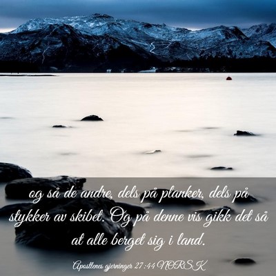 Picture 03 - Apostlenes gjerninger 27:44 NORSK - og så de andre, dels på planker, dels på - Bible Verse Picture