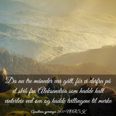 Picture 03 - Apostlenes gjerninger 28:11 NORSK - Da nu tre måneder var gått, fór vi derfra på - Bible Verse Picture