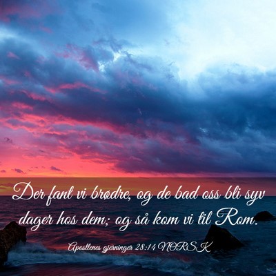 Picture 03 - Apostlenes gjerninger 28:14 NORSK - Der fant vi brødre, og de bad oss bli syv dager - Bible Verse Picture