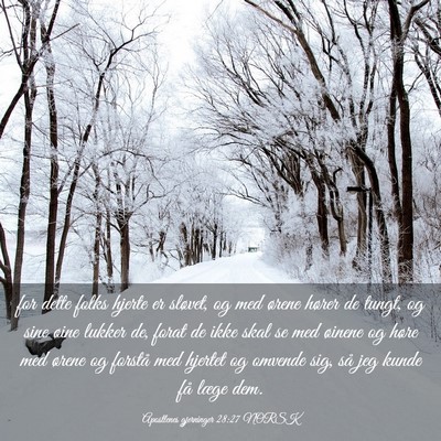Picture 03 - Apostlenes gjerninger 28:27 NORSK - for dette folks hjerte er sløvet, og med ørene - Bible Verse Picture