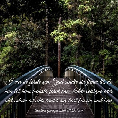 Picture 03 - Apostlenes gjerninger 3:26 NORSK - I var de første som Gud sendte sin tjener til, - Bible Verse Picture