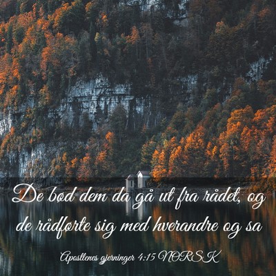 Picture 03 - Apostlenes gjerninger 4:15 NORSK - De bød dem da gå ut fra rådet, og de - Bible Verse Picture