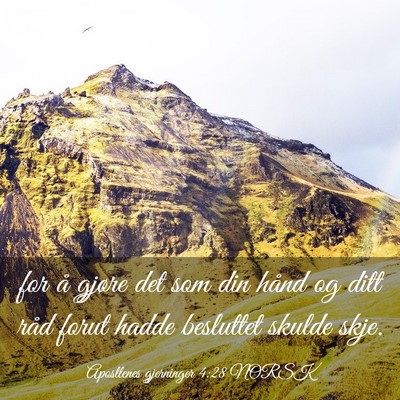 Picture 03 - Apostlenes gjerninger 4:28 NORSK - for å gjøre det som din hånd og ditt råd - Bible Verse Picture