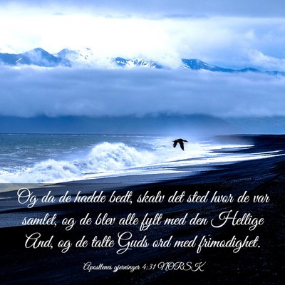 Picture 03 - Apostlenes gjerninger 4:31 NORSK - Og da de hadde bedt, skalv det sted hvor de var - Bible Verse Picture