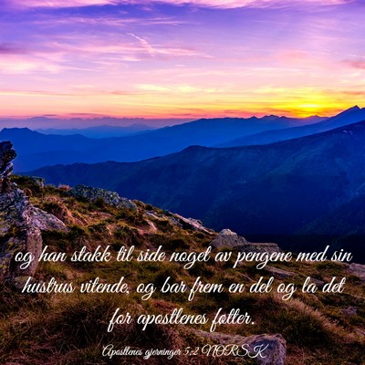 Picture 03 - Apostlenes gjerninger 5:2 NORSK - og han stakk til side noget av pengene med sin - Bible Verse Picture