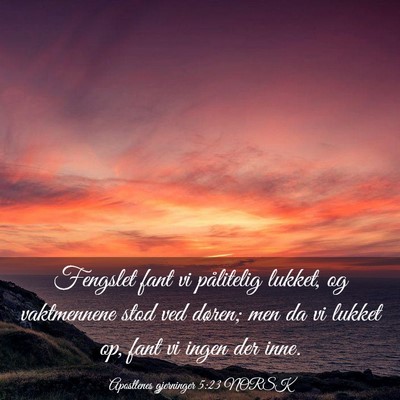Picture 03 - Apostlenes gjerninger 5:23 NORSK - Fengslet fant vi pålitelig lukket, og - Bible Verse Picture