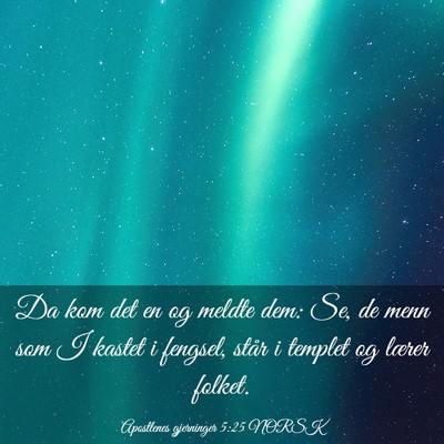 Picture 03 - Apostlenes gjerninger 5:25 NORSK - Da kom det en og meldte dem: Se, de menn som I - Bible Verse Picture