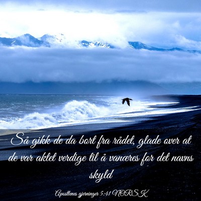 Picture 03 - Apostlenes gjerninger 5:41 NORSK - Så gikk de da bort fra rådet, glade over at de - Bible Verse Picture