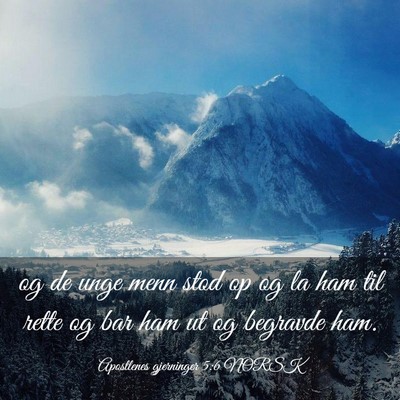 Picture 03 - Apostlenes gjerninger 5:6 NORSK - og de unge menn stod op og la ham til rette og - Bible Verse Picture