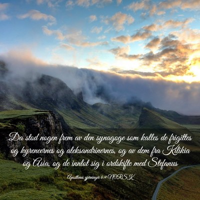 Picture 03 - Apostlenes gjerninger 6:9 NORSK - Da stod nogen frem av den synagoge som kalles de - Bible Verse Picture