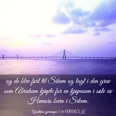 Picture 03 - Apostlenes gjerninger 7:16 NORSK - og de blev ført til Sikem og lagt i den grav som - Bible Verse Picture