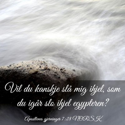 Picture 03 - Apostlenes gjerninger 7:28 NORSK - Vil du kanskje slå mig ihjel, som du igår slo - Bible Verse Picture