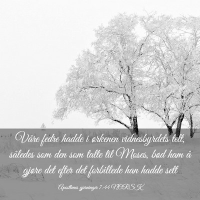 Picture 03 - Apostlenes gjerninger 7:44 NORSK - Våre fedre hadde i ørkenen vidnesbyrdets telt, - Bible Verse Picture