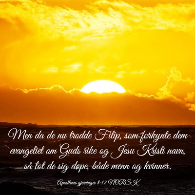 Picture 03 - Apostlenes gjerninger 8:12 NORSK - Men da de nu trodde Filip, som forkynte dem - Bible Verse Picture