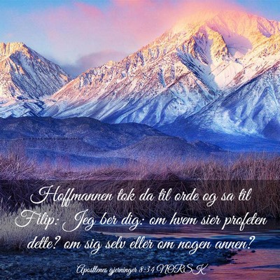 Picture 03 - Apostlenes gjerninger 8:34 NORSK - Hoffmannen tok da til orde og sa til Filip: Jeg - Bible Verse Picture