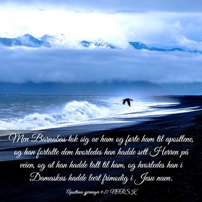 Picture 03 - Apostlenes gjerninger 9:27 NORSK - Men Barnabas tok sig av ham og førte ham til - Bible Verse Picture