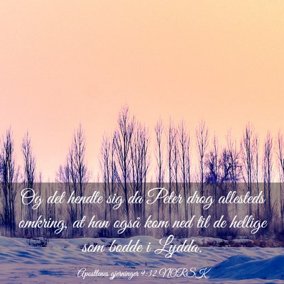 Picture 03 - Apostlenes gjerninger 9:32 NORSK - Og det hendte sig da Peter drog allesteds - Bible Verse Picture