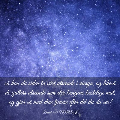 Picture 03 - Daniel 1:13 NORSK - så kan du siden ta vårt utseende i øiesyn, og - Bible Verse Picture