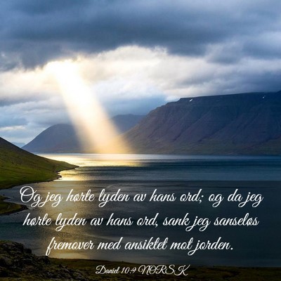 Picture 03 - Daniel 10:9 NORSK - Og jeg hørte lyden av hans ord; og da jeg hørte - Bible Verse Picture