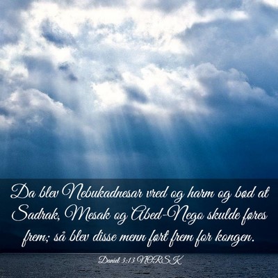 Picture 03 - Daniel 3:13 NORSK - Da blev Nebukadnesar vred og harm og bød at - Bible Verse Picture