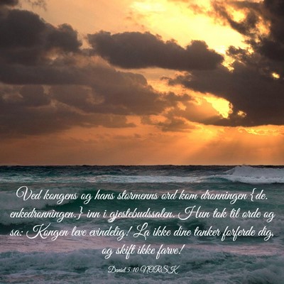 Picture 03 - Daniel 5:10 NORSK - Ved kongens og hans stormenns ord kom dronningen - Bible Verse Picture