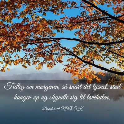 Picture 03 - Daniel 6:19 NORSK - Tidlig om morgenen, så snart det lysnet, stod - Bible Verse Picture