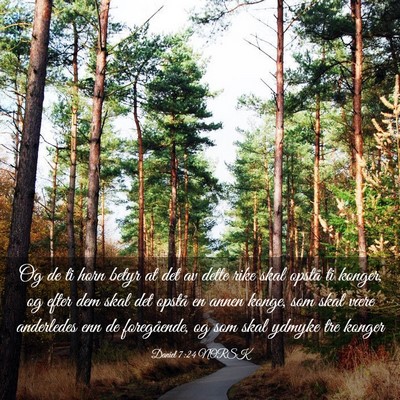 Picture 03 - Daniel 7:24 NORSK - Og de ti horn betyr at det av dette rike skal - Bible Verse Picture