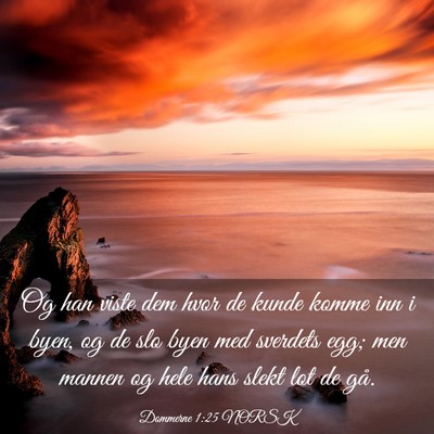 Picture 03 - Dommerne 1:25 NORSK - Og han viste dem hvor de kunde komme inn i byen, - Bible Verse Picture