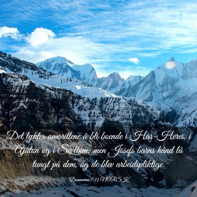 Picture 03 - Dommerne 1:35 NORSK - Det lyktes amorittene å bli boende i Har-Heres, - Bible Verse Picture