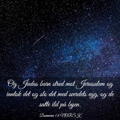 Picture 03 - Dommerne 1:8 NORSK - Og Judas barn stred mot Jerusalem og inntok det - Bible Verse Picture