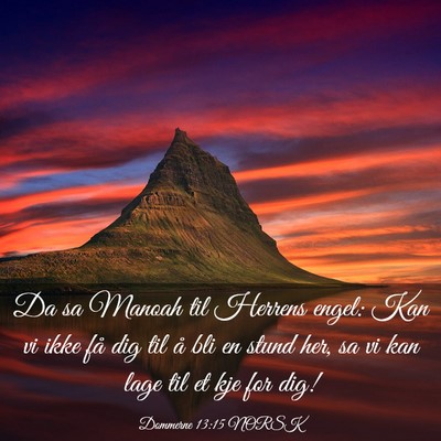 Picture 03 - Dommerne 13:15 NORSK - Da sa Manoah til Herrens engel: Kan vi ikke få - Bible Verse Picture