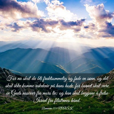 Picture 03 - Dommerne 13:5 NORSK - For nu skal du bli fruktsommelig og føde en - Bible Verse Picture