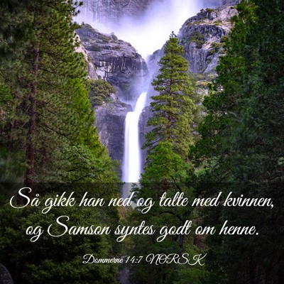 Picture 03 - Dommerne 14:7 NORSK - Så gikk han ned og talte med kvinnen, og Samson - Bible Verse Picture