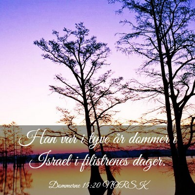Picture 03 - Dommerne 15:20 NORSK - Han var i tyve år dommer i Israel i filistrenes - Bible Verse Picture